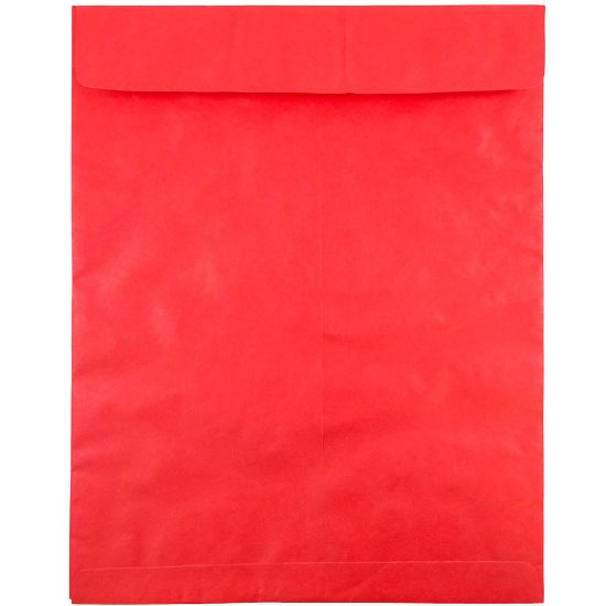 Picture of JAM Paper Tyvek Open-End Envelopes With Peel & Seal, 11-1/2 x 14-1/2in, Red, Pack Of 25 Envelopes