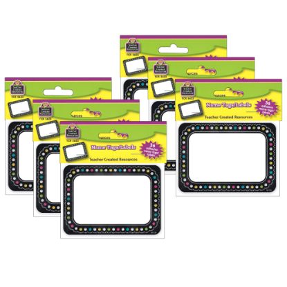 Picture of Teacher Created Materials Name Tags, Chalkboard Brights, 2-1/2inH x 3-1/2inW, 36 Name Tags Per Pack, Set Of 6 Packs