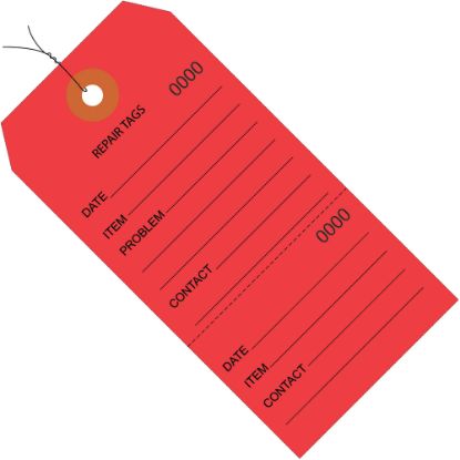 Picture of Partners Brand Prewired Repair Tags, 4 3/4in x 2 3/8in, 100% Recycled, Red, Case Of 1,000