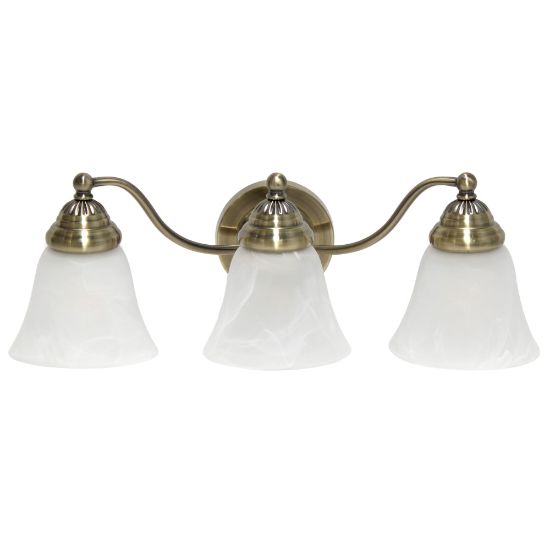 Picture of Lalia Home Essentix 3-Light Wall Mounted Curved Vanity Light Fixture, 7-1/2inW, Alabaster White/Antique Brass