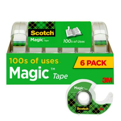 Picture of Scotch Magic Tape with Dispenser, Invisible, 3/4 in. x 650 in., 6 Tape Rolls, Clear, Home Office, Back to School Supplies and College Essentials for Students and Teachers