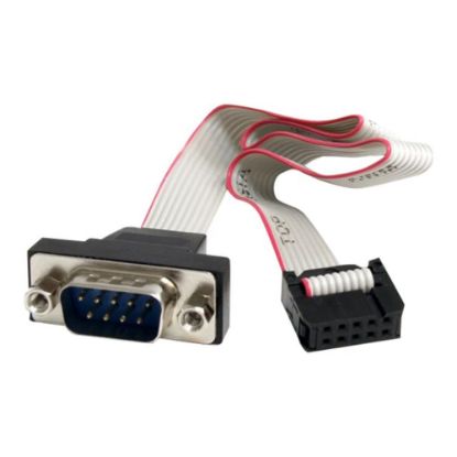 Picture of StarTech.com 16in 9 Pin Serial Male to 10 Pin Motherboard Header Panel Mount Cable - Turn a Motherboard IDC Serial Header into a Panel-Mountable 9-Pin RS232 Serial Connector - panel mount db9 - motherboard to rs232 - serial header -internal serial cable