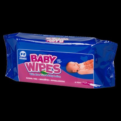 Picture of Royal Paper Baby Wipes Refills, White, 80 Wipes Per Pack, Case Of 12 Packs