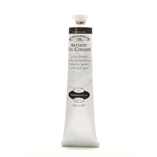 Picture of Winsor & Newton Artists Oil Colors, 200 mL, Ivory Black, 331