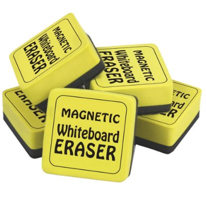 Picture of The Pencil Grip Magnetic Whiteboard Eraser, 2in x 2in, Yellow, 12 Per Pack, Set Of 2 Packs