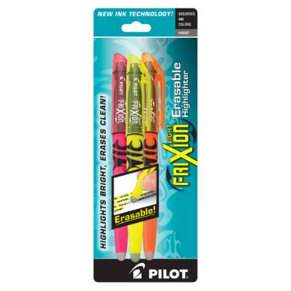 Picture of Pilot FriXion Light Erasable Highlighters, Pack of 3, Chisel Tip, Assorted Colors