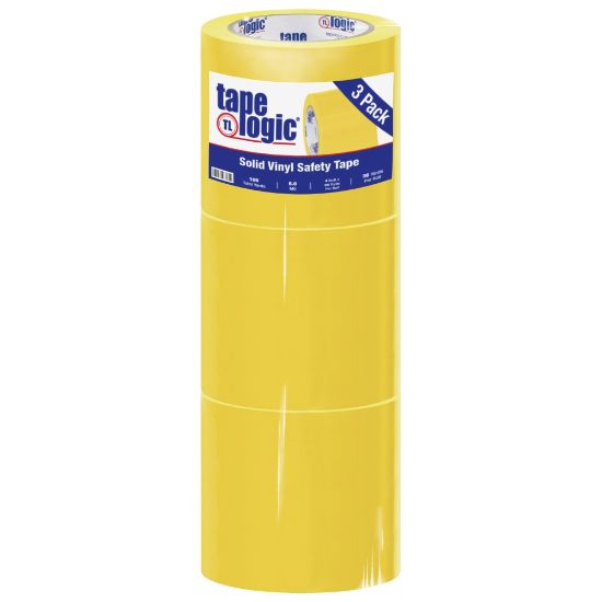 Picture of BOX Packaging Solid Vinyl Safety Tape, 3in Core, 4in x 36 Yd., Yellow, Case Of 3