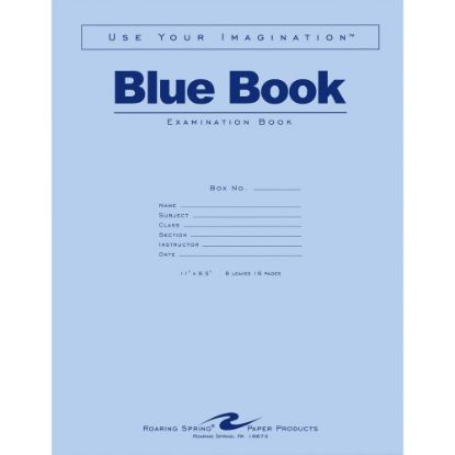 Picture of Roaring Spring Blue Book Wide-Ruled Examination Books, 8 1/2in x 11in, Pack Of 50