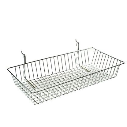 Picture of Azar Displays Chrome Wire Baskets, Small Size, 5in x 24in x 12in, Silver, Pack Of 2