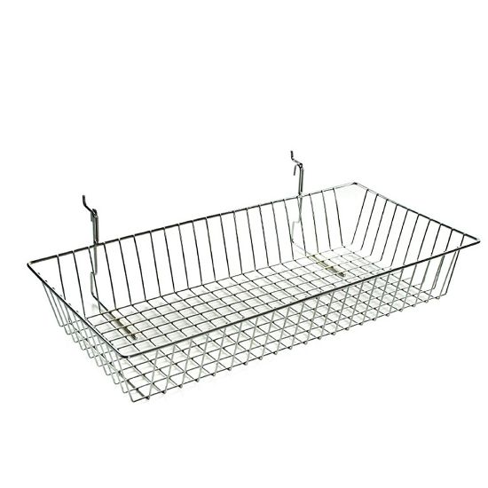 Picture of Azar Displays Chrome Wire Baskets, Small Size, 5in x 24in x 12in, Silver, Pack Of 2