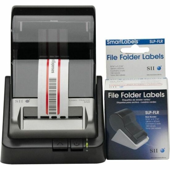 Picture of Seiko SLP-FLB White/Red File Folder Labels - Designed perfectly for labeling folders/assets in an Hospital, Office, Police Station, and many more.