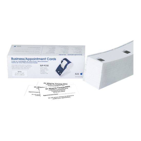 Picture of Seiko Instruments SLP-FCS2 - White - 2.25 in x 3.5 in - 140 g/m2 - 600 card(s) appointment/business cards - for Smart Label Printer 420, 430, 440, 440 Office Administration Pack, 450, 620, 650SE