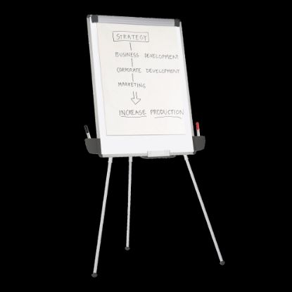 Picture of Office Depot Brand Tripod Non-Magnetic Dry-Erase Whiteboard Easel, 29 3/8in x 44in, Metal Frame With Gray Finish