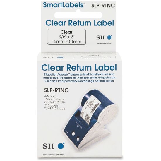 Picture of Seiko Return Address Labels, 2 1/64inW x 5/8inL, Rectangle, Clear, Roll Of 220 Labels