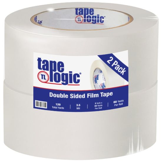 Picture of Tape Logic Double-Sided Film Tape, 3in Core, 2in x 180ft, White, Pack Of 2