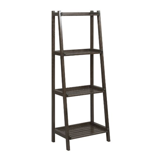 Picture of New Ridge Home Goods Dunnsville 60inH 4-Tier Leaning Ladder Bookcase, Espresso