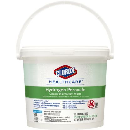 Picture of Clorox Healthcare Hydrogen Peroxide Disinfecting Wipes, 11in x 12in, Canister Of 185 Wipes