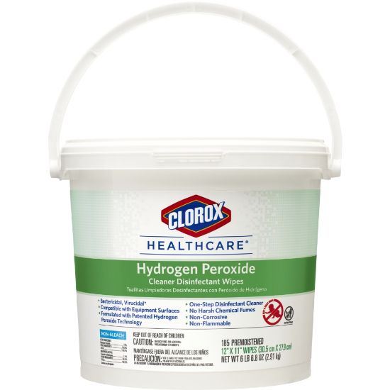 Picture of Clorox Healthcare Hydrogen Peroxide Disinfecting Wipes, 11in x 12in, Canister Of 185 Wipes