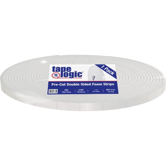 Picture of Tape Logic Double-Sided Foam Strips, 3in Core, 1in x 3in, White, Roll Of 324