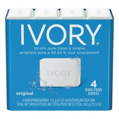 Picture of Ivory Solid Hand Soap, Original Scent, 4 Oz, 4 Bars Per Pack, Case Of 18 Packs