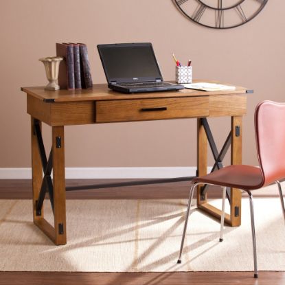 Picture of SEI Furniture Canton 49inW Wooden Adjustable-Height Computer Desk, Glazed Pine