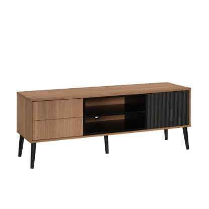 Picture of Sauder Ambleside Modern Entertainment Credenza For 60in TVs, 20-7/8inH x 55-7/8inW x 15-5/8inD, Serene Walnut/Black