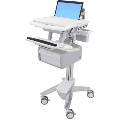 Picture of Ergotron StyleView Laptop Cart, 1 Tall Drawer (1x1) - 1 Drawer - 4 Casters - Plastic, Aluminum, Zinc Plated Steel - Aluminum