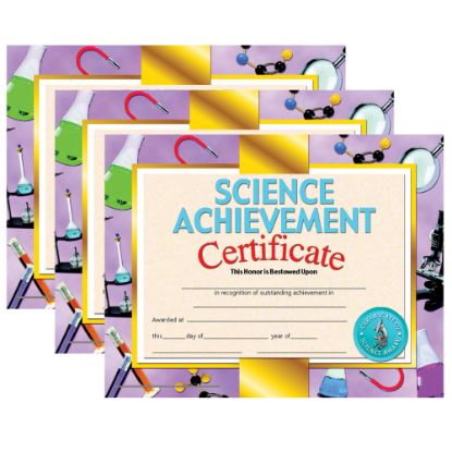 Picture of Hayes Certificates, 8-1/2in x 11in, Science Achievement, 30 Certificates Per Pack, Set Of 3 Packs