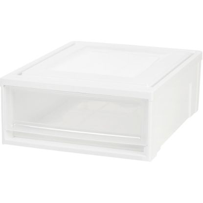 Picture of IRIS Stackable Storage Box Drawer - External Dimensions: 19.6in Length x 15.8in Width x 7in Height - 5.50 gal - Stackable - Plastic - Clear, White - For Accessories, Craft Supplies, Toiletries - 4 / Carton