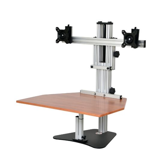 Picture of Ergo Desktop Kangaroo Elite Height-Adjustable Dual-Monitor Desk, Cherry