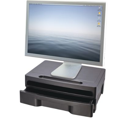 Picture of OIC Monitor Stand With Drawer, Black