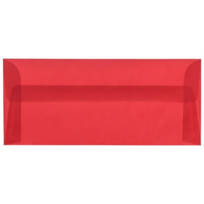 Picture of JAM Paper #10 Business Booklet Envelopes, Translucent, Gummed Closure, Primary Red, Pack Of 25