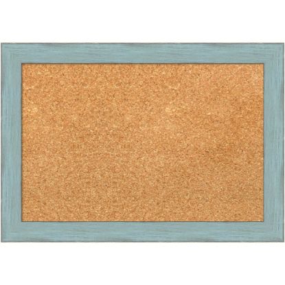 Picture of Amanti Art Cork Bulletin Board, 20in x 14in, Natural, Sky Blue Rustic Wood Frame