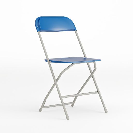 Picture of Flash Furniture HERCULES Series Premium Plastic Folding Chair, Blue/Gray