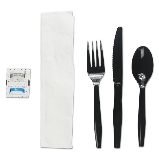 Picture of Boardwalk 6-Piece Cutlery Kits, Polystyrene, Black, Pack Of 250 Kits