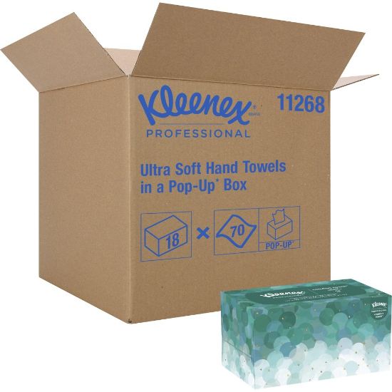 Picture of Kleenex Ultra-Soft 1-Ply Paper Towels In Pop-Up Box, 70 Paper Sheets Per Pack, Case Of 18 Packs