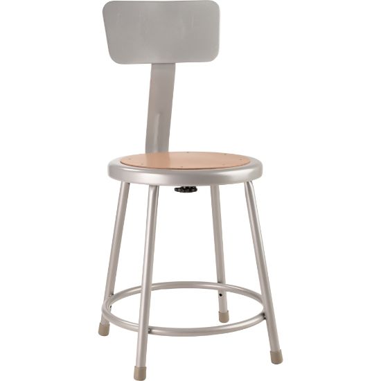 Picture of National Public Seating Hardboard Stool With Back, 18inH, Gray