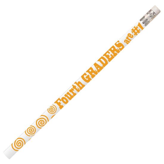 Picture of Musgrave Pencil Co. Motivational Pencils, 2.11 mm, #2 Lead, 4th Graders Are #1, Yellow/White, Pack Of 144