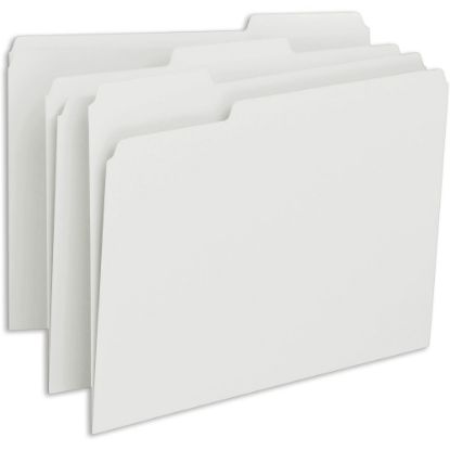 Picture of Smead Colored 1/3 Tab Cut Letter Recycled Top Tab File Folder - 8 1/2in x 11in - Top Tab Location - Assorted Position Tab Position - White - 10% - 100 / Box