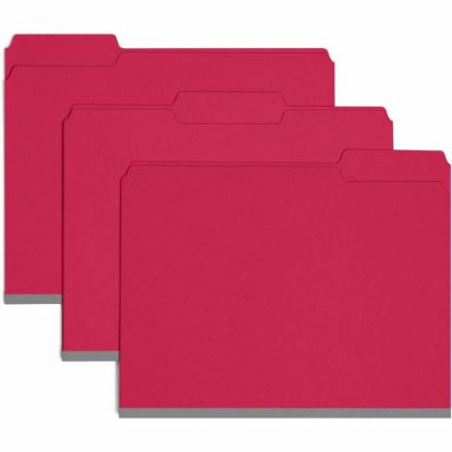 Picture of Smead 1/3-Cut Color Pressboard Tab Folders, Letter Size, 50% Recycled, Bright Red, Box Of 25