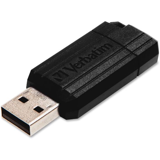 Picture of Verbatim PinStripe USB Flash Drive, 128GB, Black