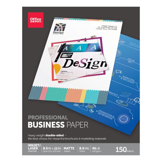 Picture of Office Depot Brand Professional Business Paper, Matte, Double-Sided, Letter, White, Pack Of 150 Sheets