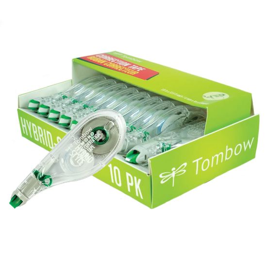 Picture of Tombow Mono Hybrid-Style Correction Tape, Single Line, 0.16in x 394in, Clear, Pack Of 10