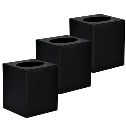 Picture of Alpine Acrylic Tissue Box Covers, 6-1/2in x 4-3/4in x 4-3/4in, Black, Pack Of 3 Covers