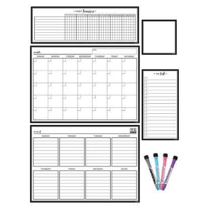 Picture of Teacher Created Resources Dry-Erase Magnetic 9-Piece Calendar Set, Black & White