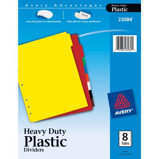 Picture of Avery Heavy-Duty Plastic Dividers, 8-1/2in x 11in, 30% Recycled, Set of 8