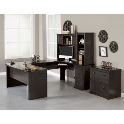 Picture of Realspace Broadstreet 65inW U-Shaped Executive Corner Desk, Walnut