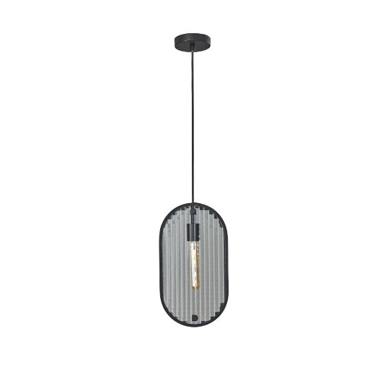 Picture of Adesso Landon Pendant Lamp, 15-3/4inH x 8-3/4inW, Clear Shade/Black Base