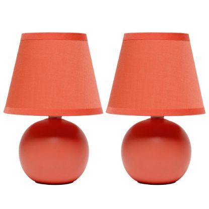 Picture of Simple Designs  Mini Ceramic Globe Table Lamp, 8.66inH, Orange, 2pk