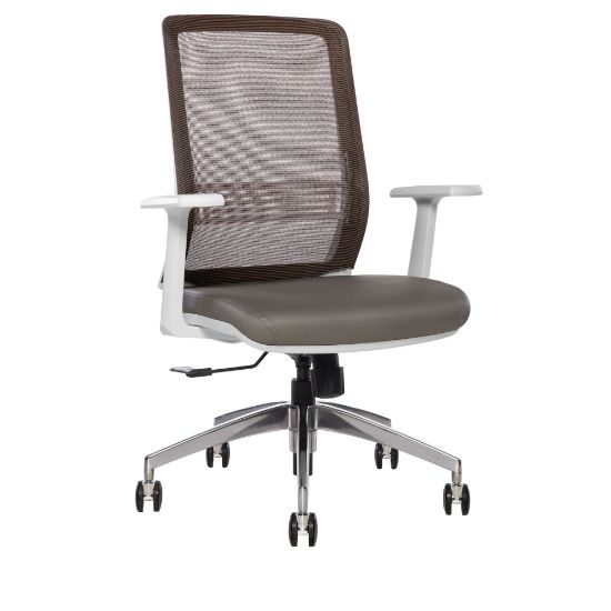 Picture of Sinfonia Sing Ergonomic Mesh/Fabric Mid-Back Task Chair With Antimicrobial Protection, Fixed T-Arms, Copper/Gray/White